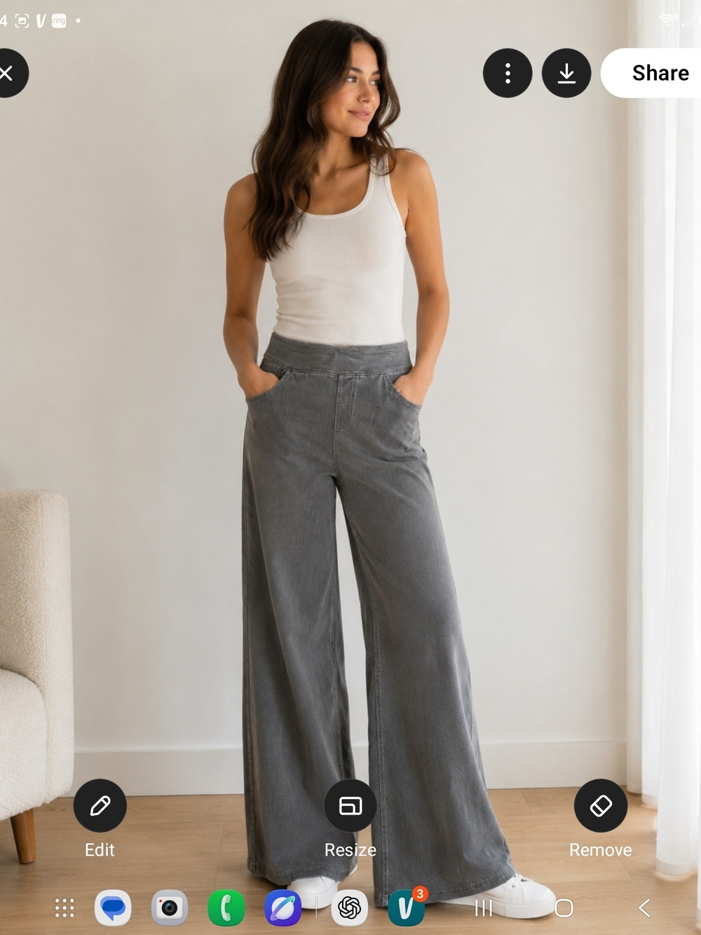 HALARA Wide-Leg Corduroy Pants in Gray
